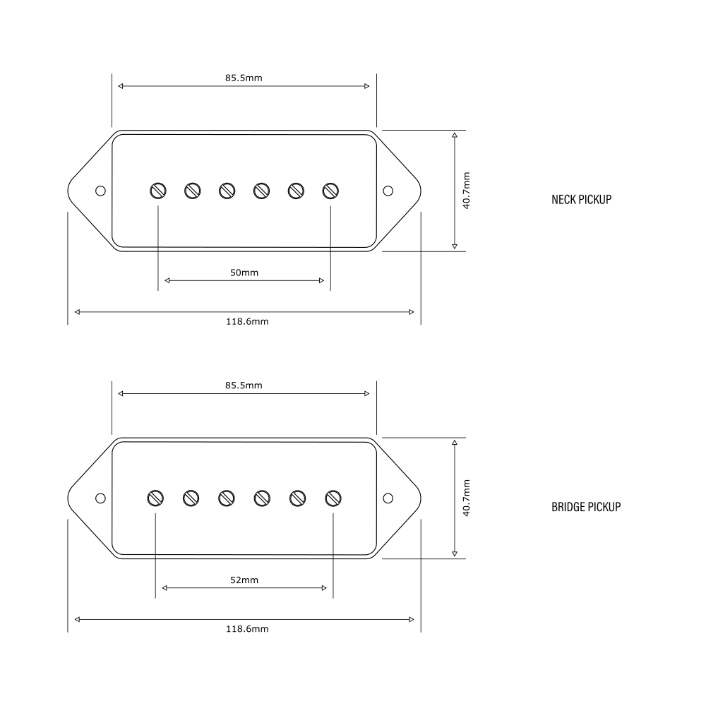 High output P90 Dogear bridge pickup